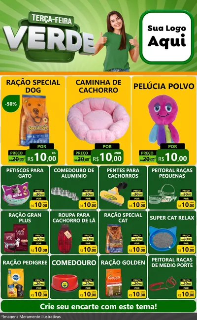 Modelo de Encarte para Encarte Grande com o tema Terça - Feira Verde para Pet Shop