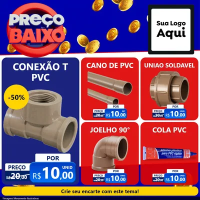 Modelo de Rede Social para Feed Facebook com o tema Preço Baixo para Tubos e conexões