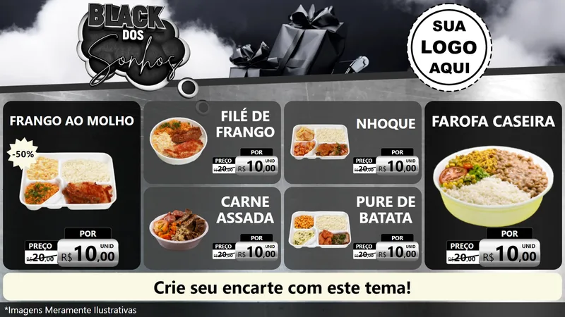 Modelo de TV para TV Horizontal com o tema Black dos Sonhos para Restaurante