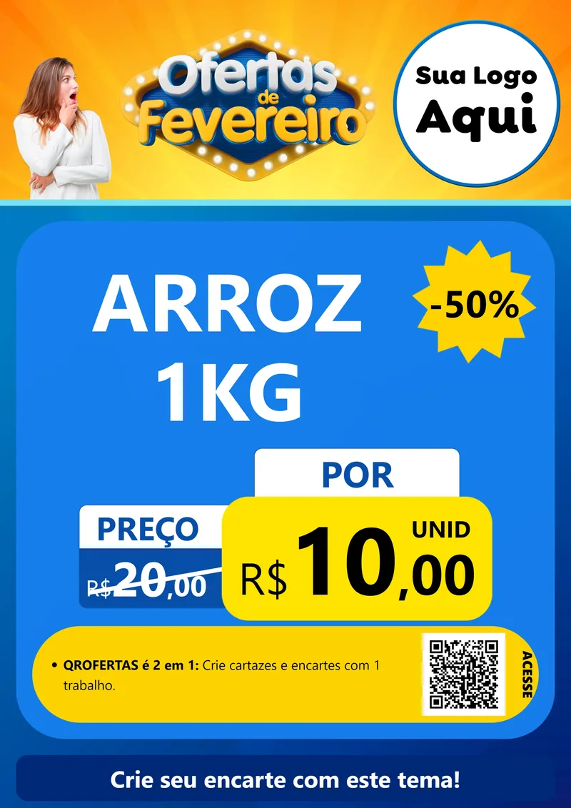 Modelo de Cartaz para Cartaz A4 Vertical com o tema Ofertas de Fevereiro para Supermercado