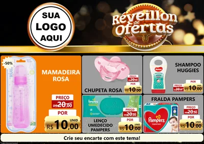 Modelo de Encarte para Encarte A4 Horizontal com o tema Réveillon de Ofertas para Bebês