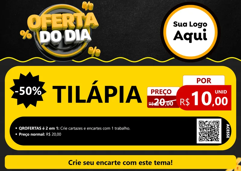 Modelo de Cartaz para Cartaz A4 Horizontal com o tema Oferta Do Dia para Peixaria