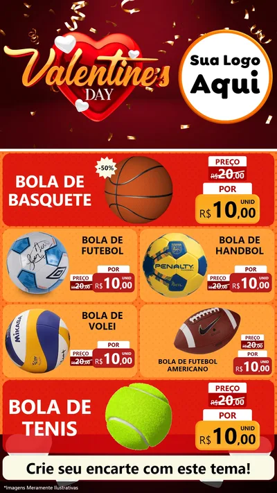 Modelo de TV para TV Vertical com o tema Valentine's Day para Artigos Esportivos