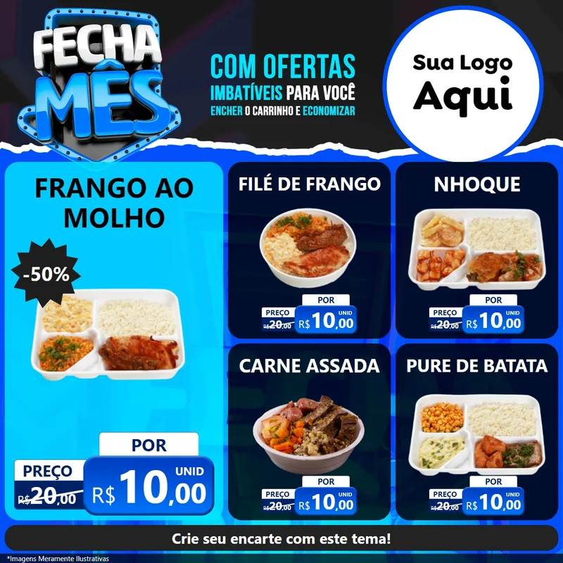 Modelo de Rede Social para Feed Facebook com o tema Fecha Mês para Restaurante