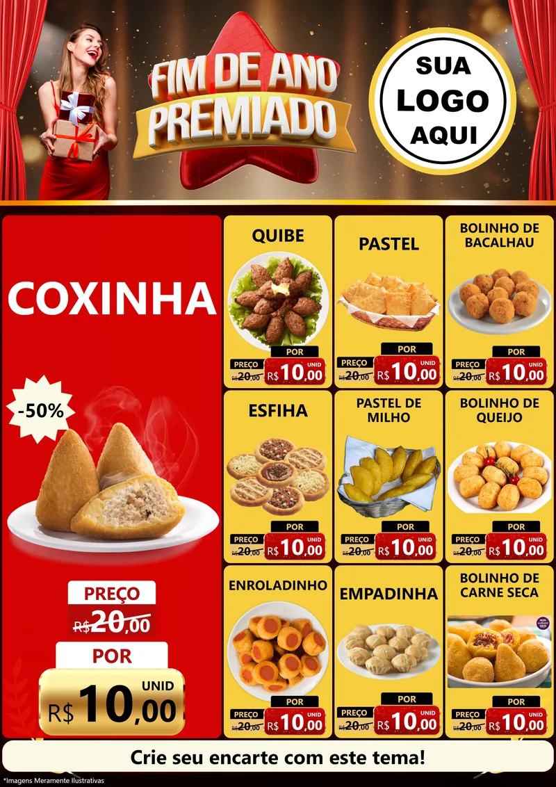 Modelo de Encarte para Encarte A4 Vertical com o tema Fim de Ano Premiado para Salgadaria