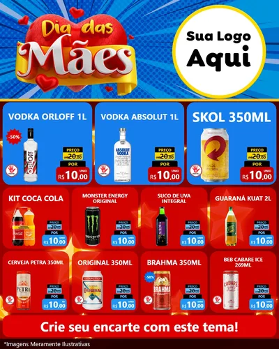Modelo de Rede Social para Feed Instagram com o tema Dia das Mães para Distribuidora de bebidas