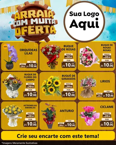 Modelo de Rede Social para Feed Instagram com o tema Ofertas de São João - Junina para Floricultura e jardim