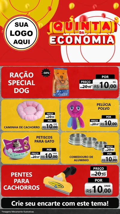 Modelo de TV para TV Vertical com o tema Quinta da Economia para Pet Shop