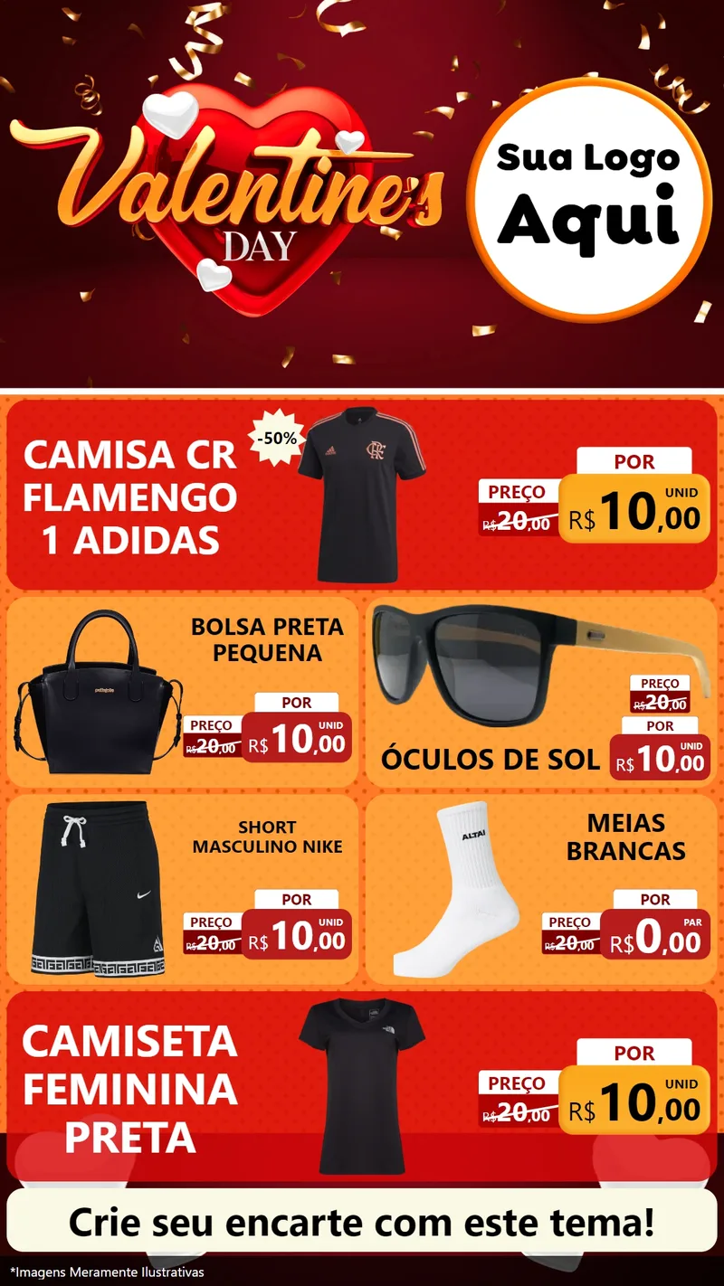 Modelo de TV para TV Vertical com o tema Valentine's Day para Roupas e acessórios