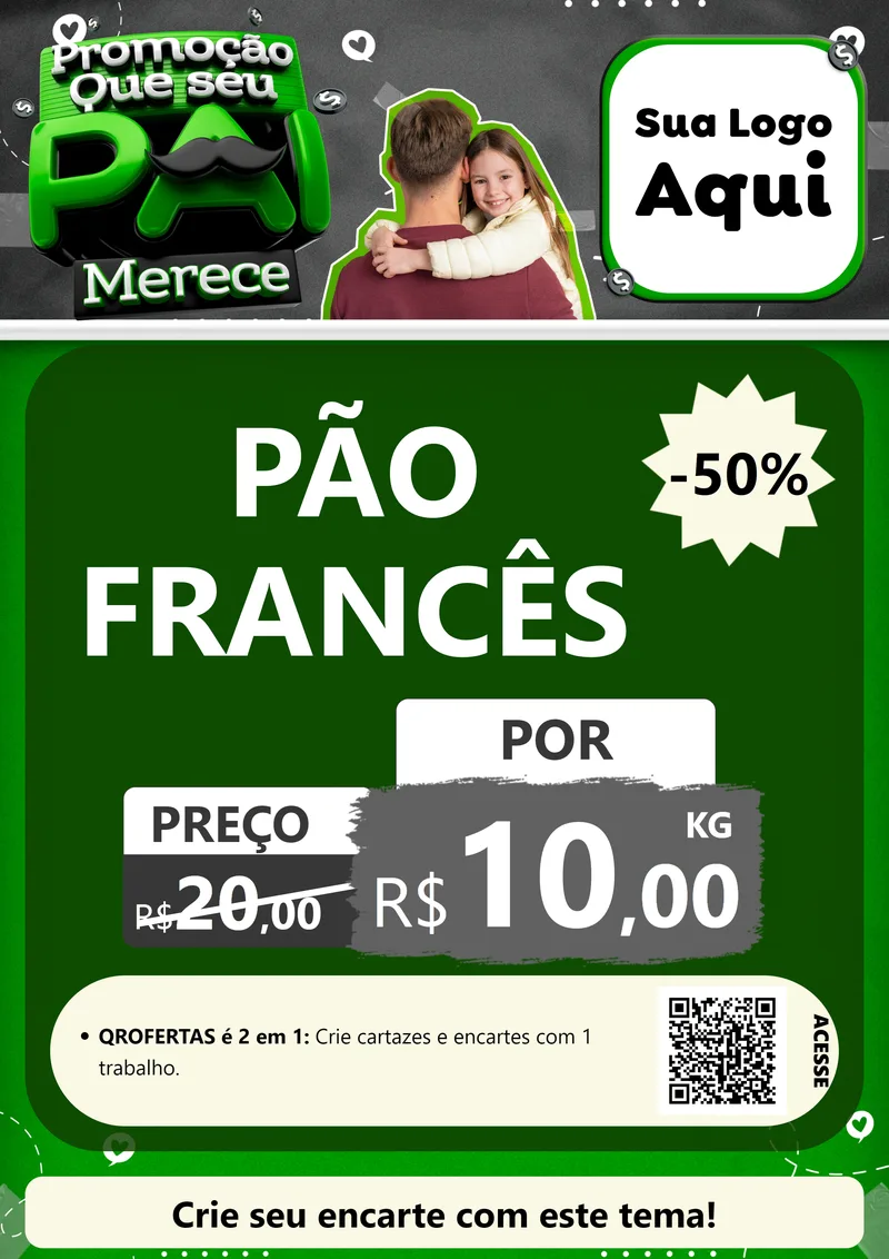Modelo de Cartaz para Cartaz A4 Vertical com o tema Promoção Que seu Pai Merece para Padaria