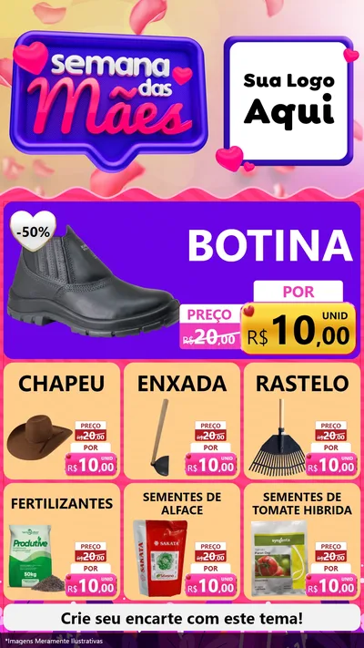 Modelo de Rede Social para Stories com o tema Semana das Mães para Agropecuária