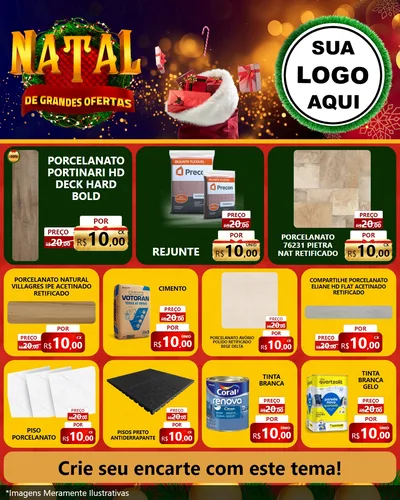 Modelo de Rede Social para Feed Instagram com o tema Natal de Grandes Ofertas para Pisos e revestimentos