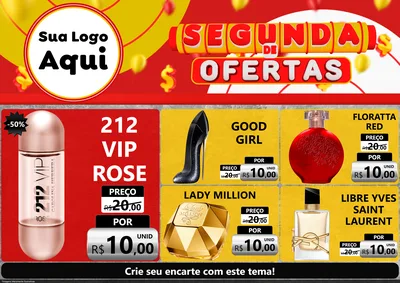 Modelo de Encarte para Encarte A4 Horizontal com o tema Segunda de Ofertas para Perfumes