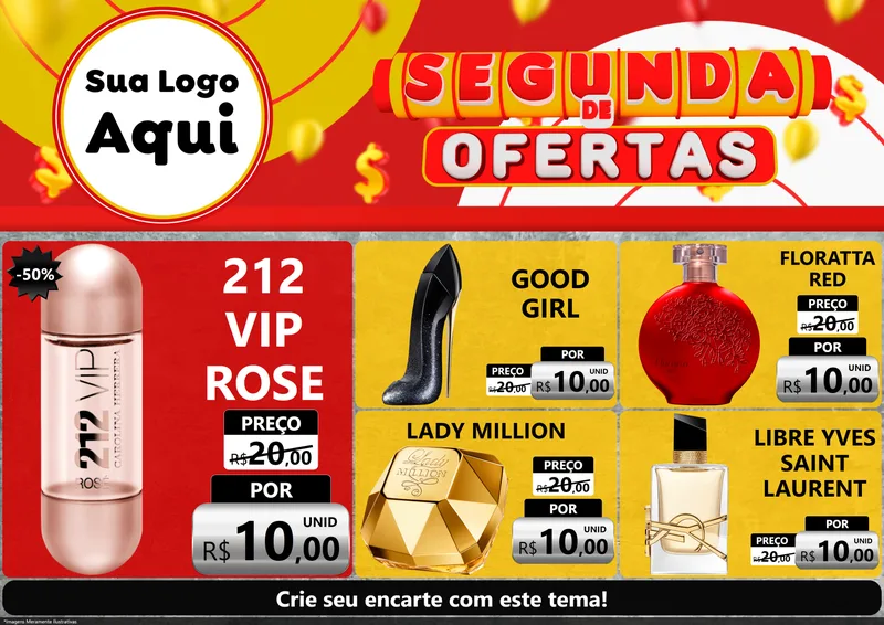 Modelo de Encarte para Encarte A4 Horizontal com o tema Segunda de Ofertas para Perfumes