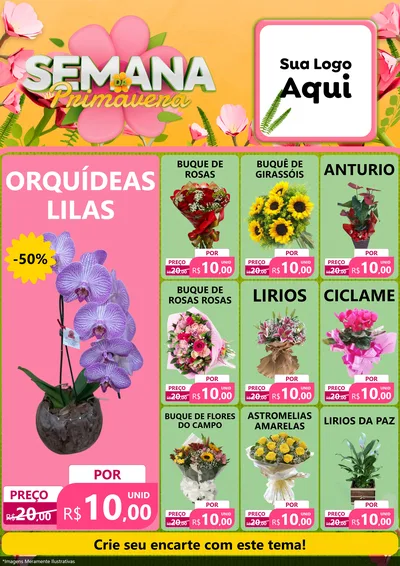 Modelo de Encarte para Encarte A4 Vertical com o tema Semana da Primavera para Floricultura e jardim