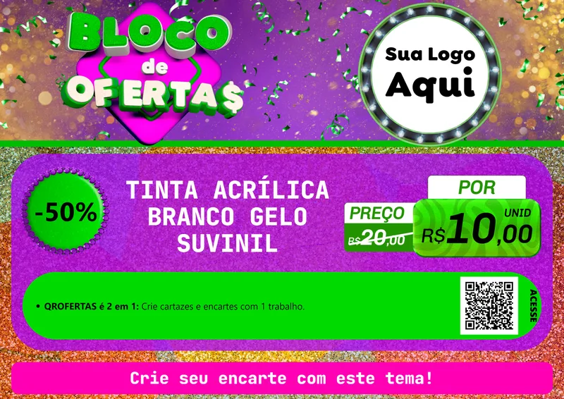 Modelo de Cartaz para Cartaz A4 Horizontal com o tema Bloco de Ofertas para Tintas e Ferramentas