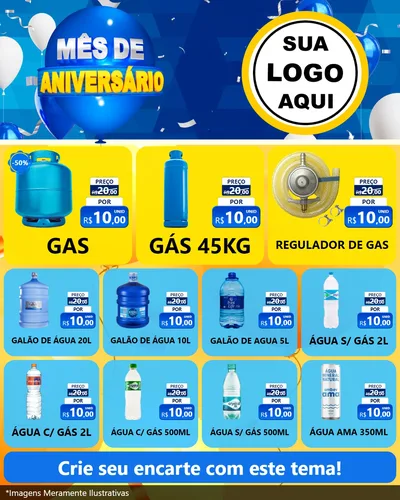 Modelo de Rede Social para Feed Instagram com o tema Mês de Aniversário para Água e gás