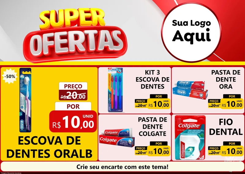 Modelo de Encarte para Encarte A4 Horizontal com o tema Super Ofertas para Higiene Pessoal