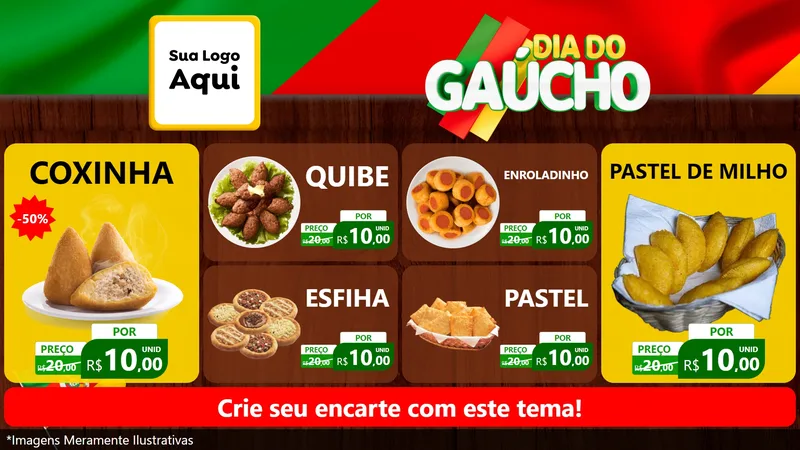 Modelo de TV para TV Horizontal com o tema Dia do Gaúcho para Salgadaria