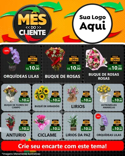 Modelo de Rede Social para Feed Instagram com o tema Mês do Cliente para Floricultura e jardim