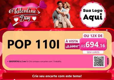 Modelo de Cartaz para Cartaz A4 Horizontal com o tema Valentine's Day para Concessionaria de Motos