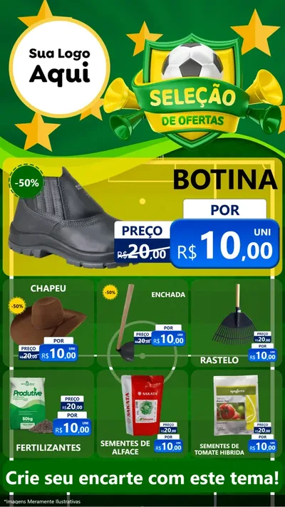 Modelo de Rede Social para Stories com o tema Seleção de Ofertas - Copa para Agropecuária