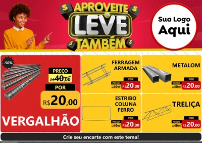 Modelo de Encarte para Encarte A4 Horizontal com o tema Aproveite e Leve Também para Ferragens