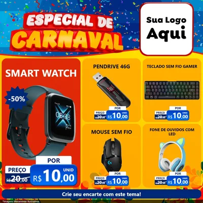Modelo de Rede Social para Feed Facebook com o tema Especial de Carnaval para Informática