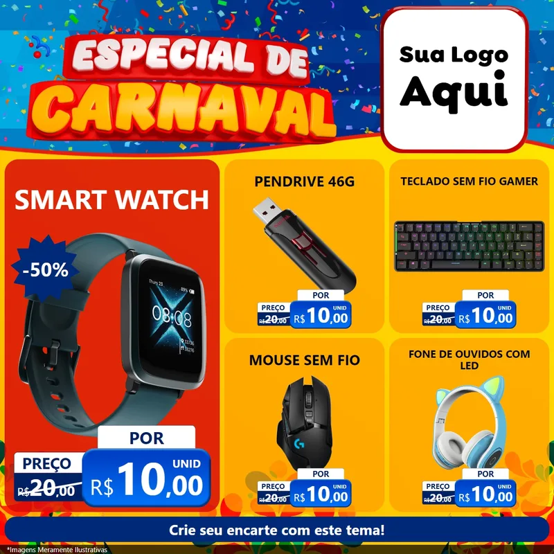 Modelo de Rede Social para Feed Facebook com o tema Especial de Carnaval para Informática