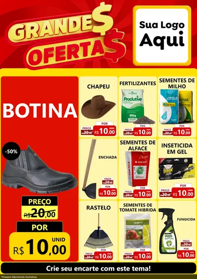 Modelo de Encarte para Encarte A4 Vertical com o tema Grandes Ofertas para Agropecuária