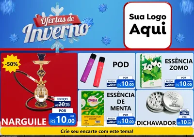 Modelo de Encarte para Encarte A4 Horizontal com o tema Ofertas de Inverno para Tabacaria