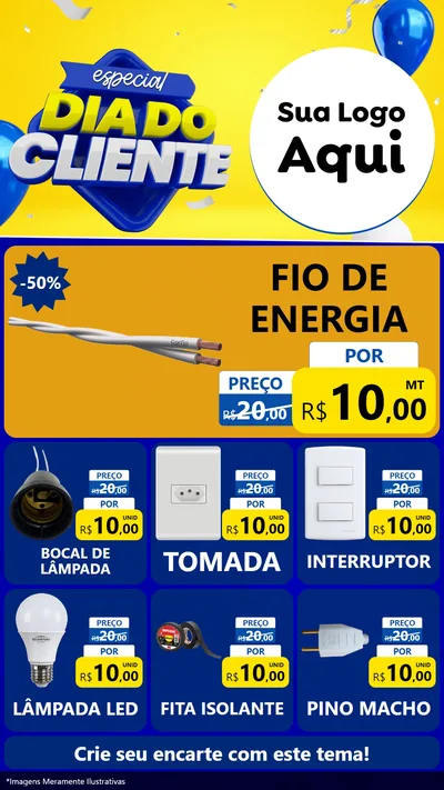 Modelo de Rede Social para Stories com o tema Especial Dia do Cliente para Materiais Elétricos