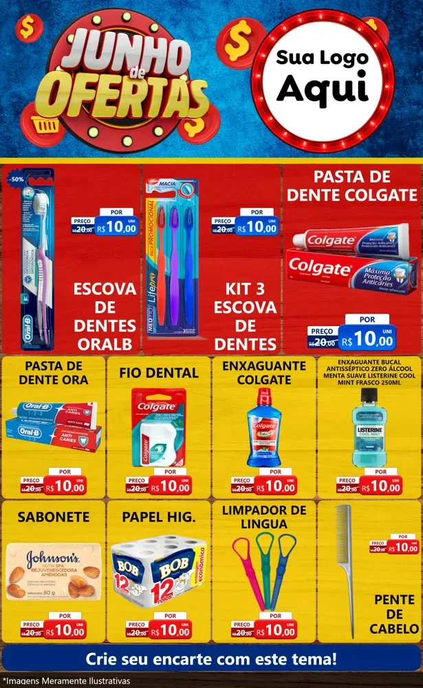 Modelo de Encarte para Encarte Grande com o tema Junho de Ofertas para Higiene Pessoal