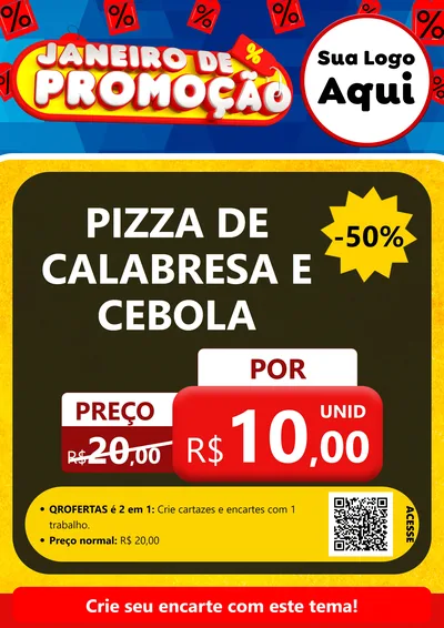 Modelo de Cartaz para Cartaz A4 Vertical com o tema Janeiro de Promoção para Pizzaria