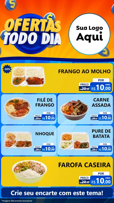 Modelo de TV para TV Vertical com o tema Ofertas Todo Dia para Restaurante