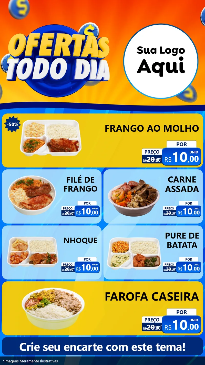 Modelo de TV para TV Vertical com o tema Ofertas Todo Dia para Restaurante