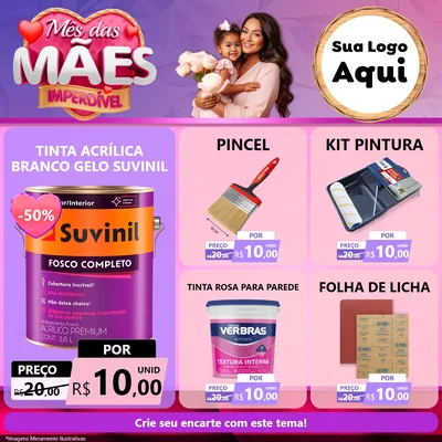Modelo de Rede Social para Feed Facebook com o tema Mês das Mães Imperdível para Tintas e Ferramentas