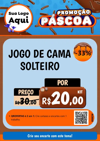 Modelo de Cartaz para Cartaz A4 Vertical com o tema Promoção Páscoa para Cama, Mesa e Banho