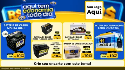 Modelo de TV para TV Horizontal com o tema Aqui Tem Economia Todo Dia para Baterias Elétricas