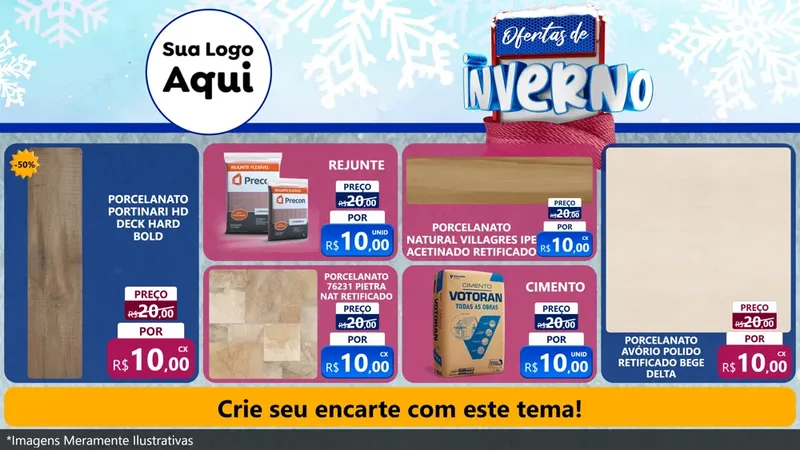 Modelo de TV para TV Horizontal com o tema Ofertas de Inverno para Pisos e revestimentos