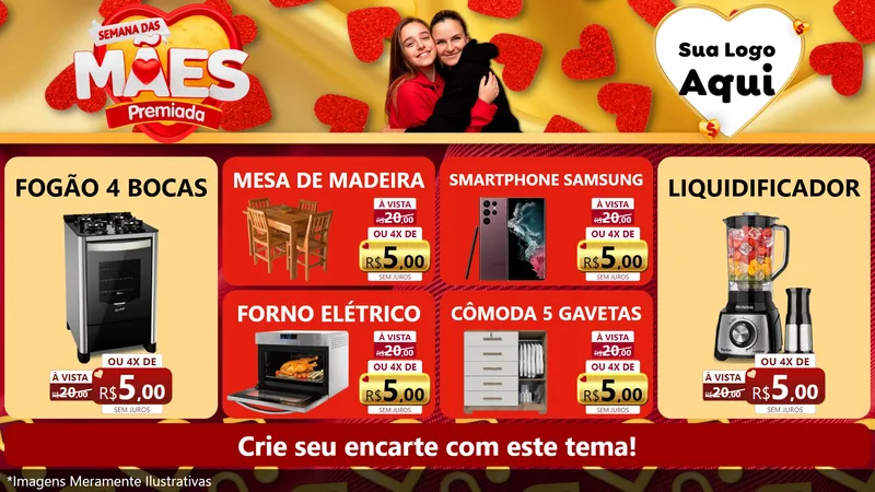 Modelo de TV para TV Horizontal com o tema Semana das Mães Premiada para Móveis e Eletro