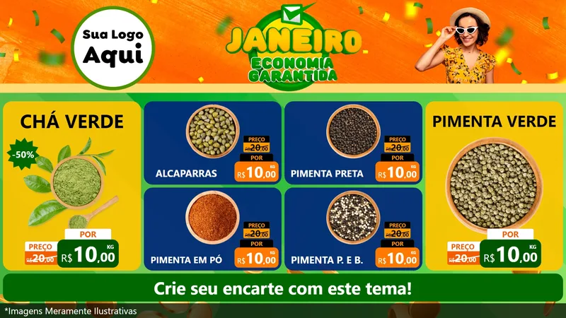 Modelo de TV para TV Horizontal com o tema Janeiro - Economia Garantida para Produtos Naturais
