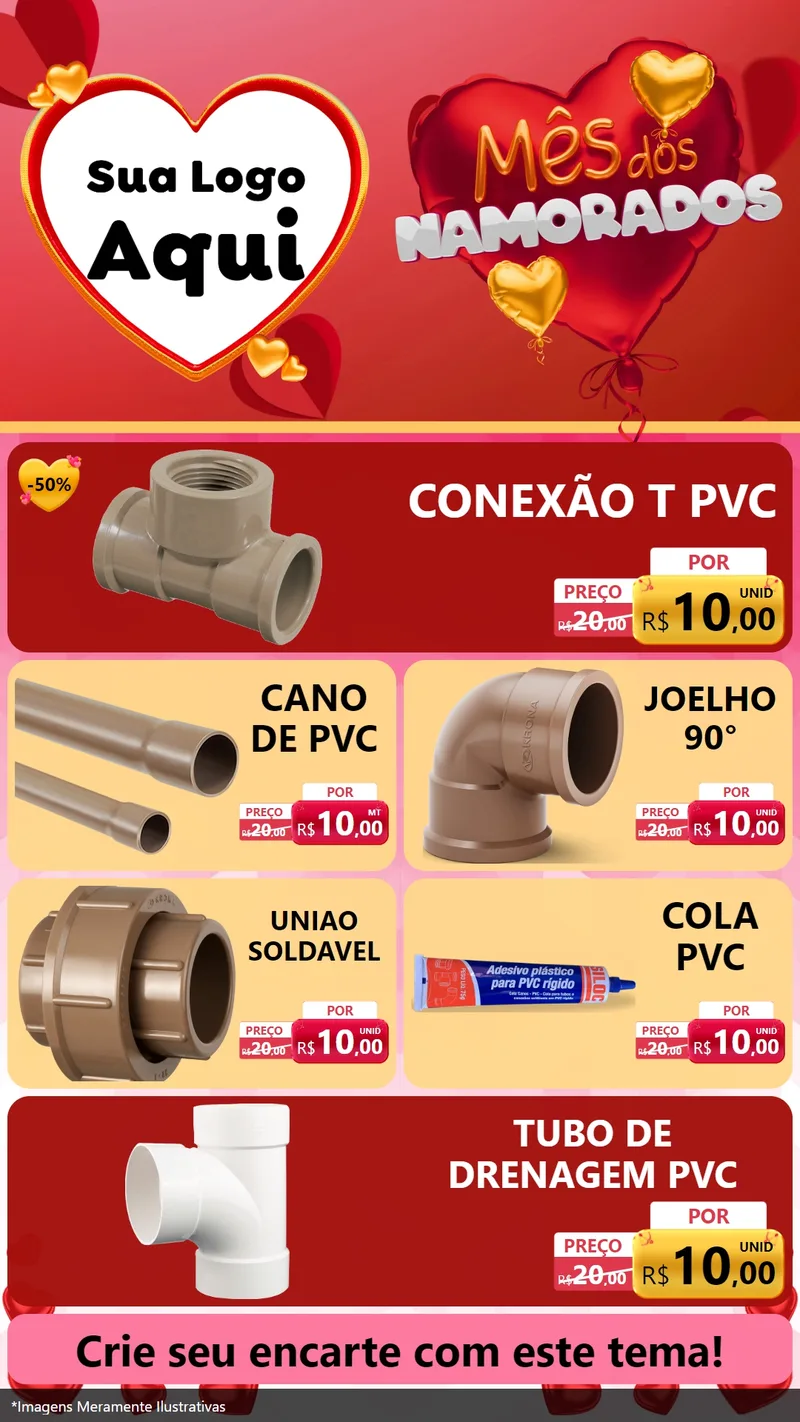 Modelo de TV para TV Vertical com o tema Mês dos Namorados para Tubos e conexões