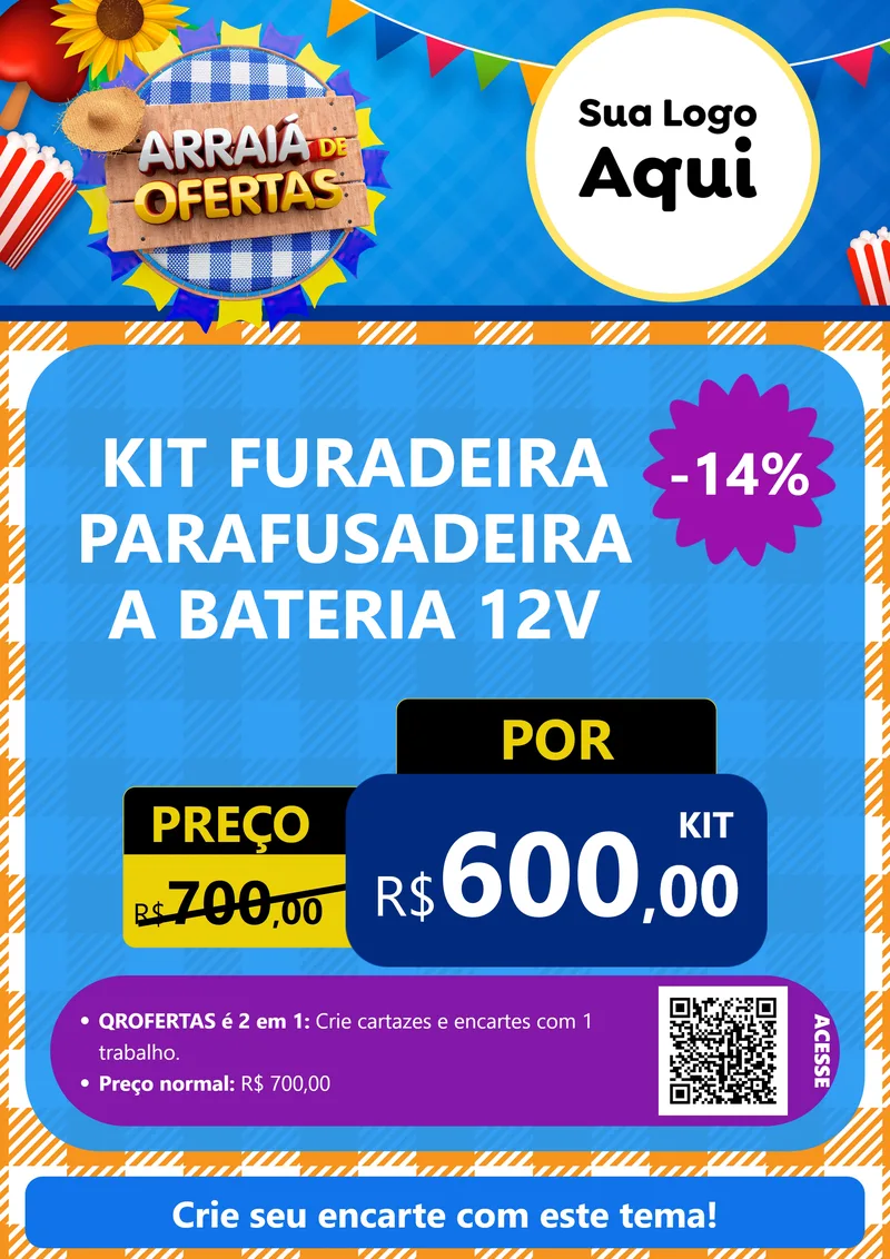 Modelo de Cartaz para Cartaz A4 Vertical com o tema Arraiá de Ofertas para Maquinas e Ferramentas