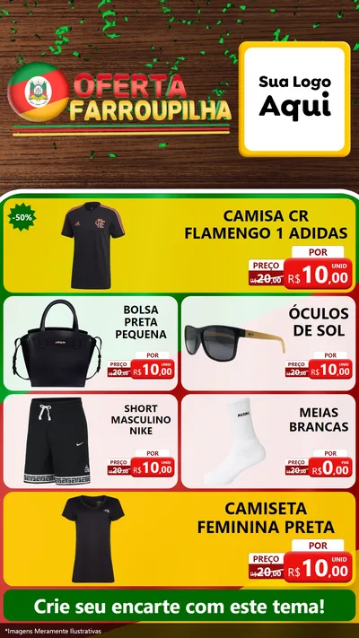 Modelo de TV para TV Vertical com o tema Oferta Farroupilha para Roupas e acessórios