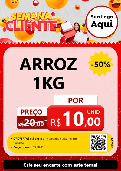 Modelo de Cartaz para Cartaz A4 Vertical com o tema Semana do Cliente para Supermercado