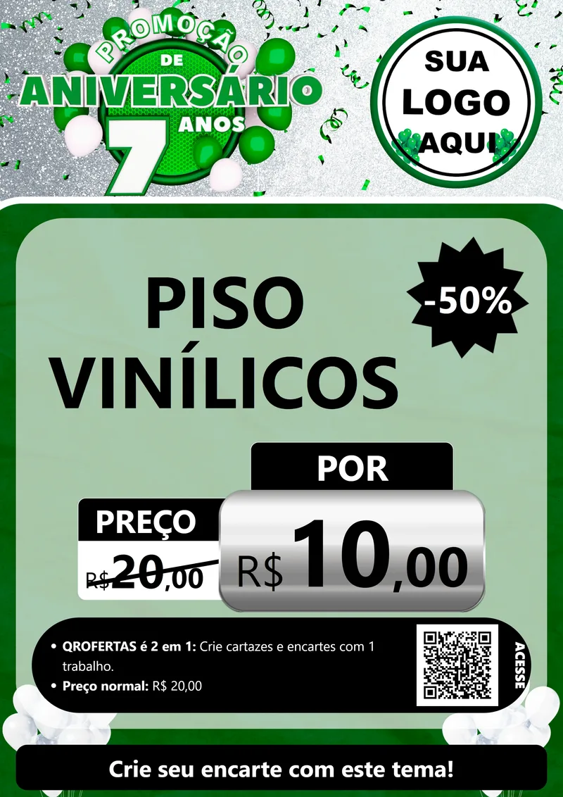 Modelo de Cartaz para Cartaz A4 Vertical com o tema Promoção de Aniversário - 7 Anos para Material para Construção
