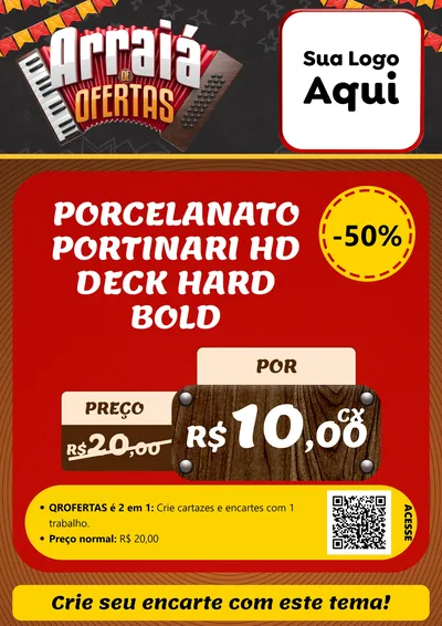 Modelo de Cartaz para Cartaz A4 Vertical com o tema Arraiá de Ofertas - Junina para Pisos e revestimentos