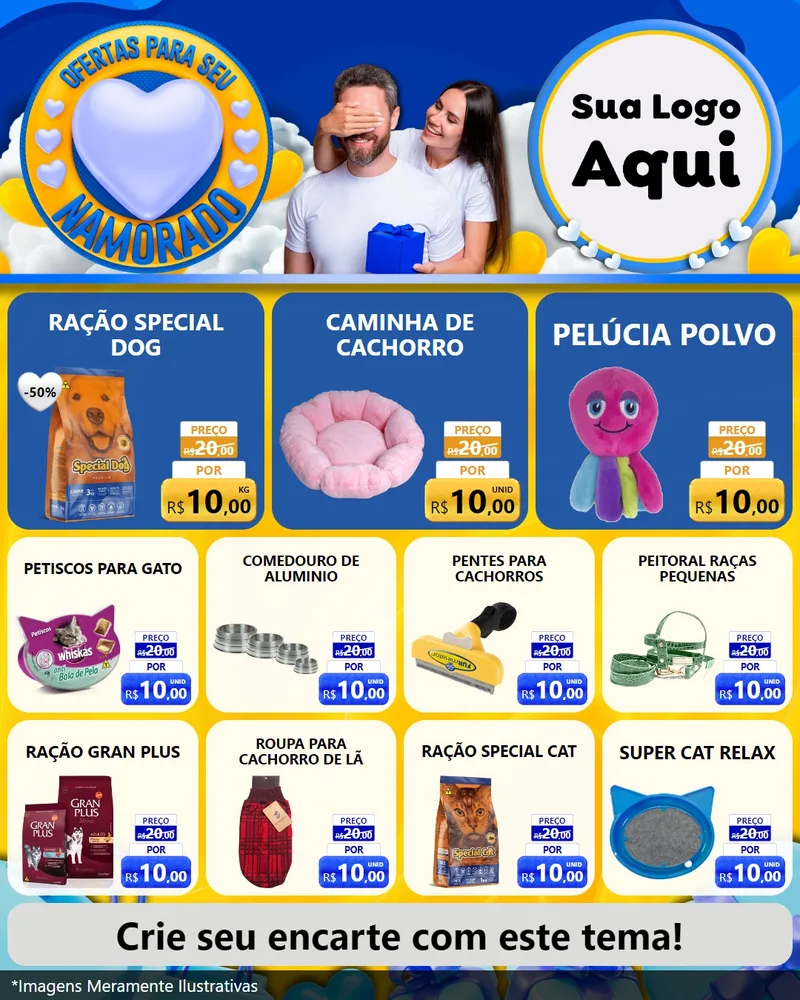 Modelo de Rede Social para Feed Instagram com o tema Ofertas Para Seu Namorado para Pet Shop