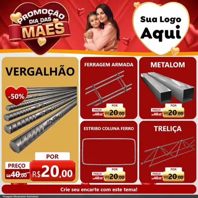 Modelo de Rede Social para Feed Facebook com o tema Promoção Dia das Mães para Ferragens